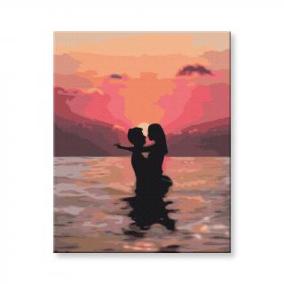 Maľovanie podľa čísel - Zamilovaný pár pri západe slnka