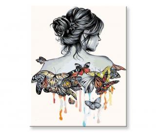 Maľovanie podľa čísel - žena s motýľmi