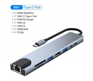 USB-C hub 8 v 1