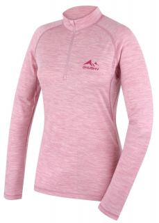 Dámske merino termo tričko MEROW ZIPS L HUSKY ružové (Termo tričko Merow Zips L)