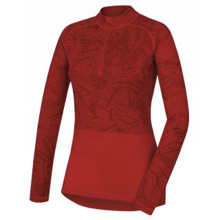 Dámske termo tričko s dlhým rukávom so zipsom Merino NEW červené (Termo tričko Merino)