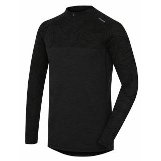 Pánske termo tričko na zips s dlhým rukávom Merino NEW čierne (Termo tričko Merino)