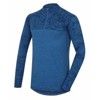 Pánske termo tričko  na zips s dlhým rukávom Merino NEW modré (Termo tričko Merino)