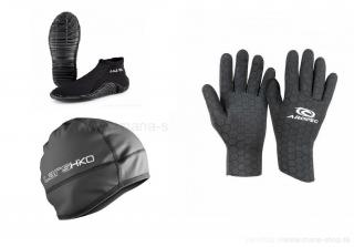 Topánky AGAMA ROCK + rukavice AROPEC ULTRASTRETCH 2 mm + čiapka LARS HIKO (Set pre ľadové medvede - otužilcov)