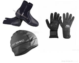 Topánky RAFTER + rukavice AROPEC 3 mm + čiapka LARS HIKO (Set pre ľadové medvede - otužilcov)