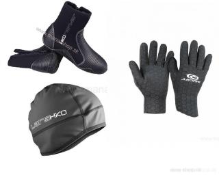 Topánky RAFTER + rukavice AROPEC ULTRASTRETCH 2 mm + čiapka LARS HIKO (Set pre ľadové medvede - otužilcov)