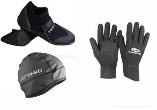 Topánky SNEAKER + rukavice AROPEC ULTRASTRETCH 2 mm + čiapka LARS HIKO (Set pre ľadové medvede - otužilcov)