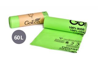GoEco® EKOPYTEL na odpadky, z kukurice, 100% kompostovateľný, 60 litrov, 10 ks