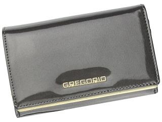 Gregorio lakovaná dámská kožená peněženka v dárkové krabičce - šedá