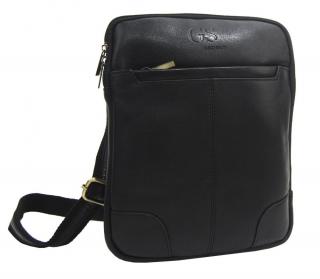 GROSSO Kožená pánska crossbody taška 22x28x6 cm čierna