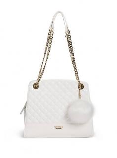GUESS kabelka Hailey Quilted Satchel biela