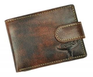 Menšia hnedá pánska kožená peňaženka RFID v krabičke BUFFALO WILD