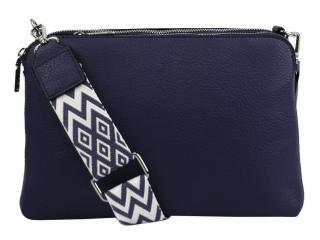 Tmavo modrá crossbody dámska kabelka s tromi sekciami Jessica