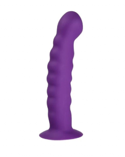 Vrúbkované dildo s prísavkou fialové 14cm