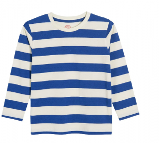Chlapčenské pásikavé tričko Veľkosť: 116, Farba: Biela/tm.modrá