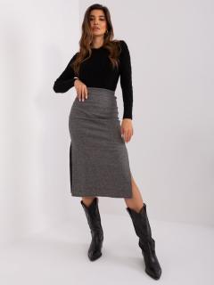 Dámska čiernosivá midi sukňa Veľkosť: L, Farba: Sivá