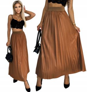 Dámska plisovaná sukňa  bežová Veľkosť: UNI, Farba: Hnedá