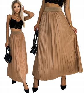 Dámska plisovaná sukňa  bežová Veľkosť: UNI, Farba: Mocca