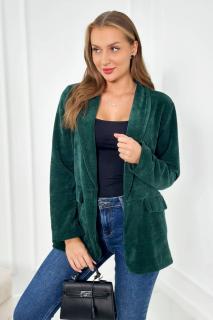 Dámske manšestrové sako smaragdová Veľkosť: UNI, Farba: Zelená