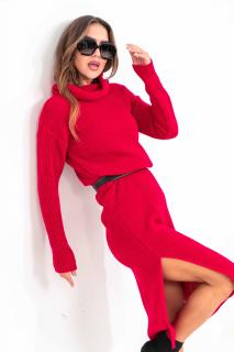 Dámske pletené šaty LEA /mix farieb Veľkosť: UNI, Farba: Červená