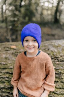 Detská čiapka beanie /mix farieb Veľkosť: 48-56, Farba: Kráľovská modrá