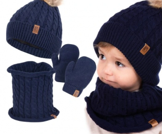 Detský set čiapka,nákrčník,rukavice modrá Veľkosť: 40-48, Farba: Modrá