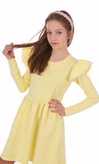 Dievčenské šaty s volánikmi žltá Veľkosť: 116, Farba: Žltá