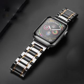 Ceramic STRIPE - luxusný remienok na Apple Watch 42/44/45/49mm, Strieborné prúžky