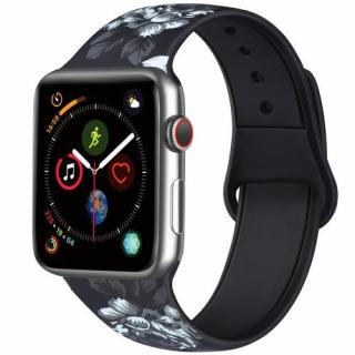 Čiernobiela kvetina - remienok na Apple Watch 38/40/41mm, Dámsky - S/M (12 - 18cm)