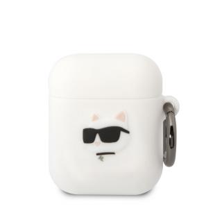 Karl Lagerfeld 3D Logo NFT Choupette Head Silikónové Puzdro pre Airpods 1/2 White