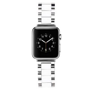 Keramický dvojfarebný remienok na Apple Watch - Strieborno biely 38/40/41mm, Strieborná-biela