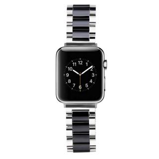 Keramický dvojfarebný remienok na Apple Watch - Strieborno čierny 38/40/41mm, Strieborná-čierna