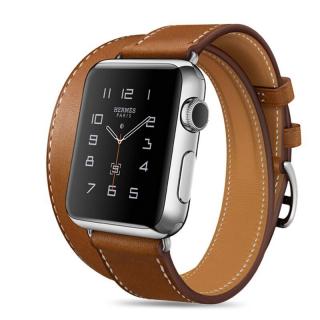 Kožený DOUBLE remienok na Apple Watch - Hnedý 38/40/41mm, Hnedý