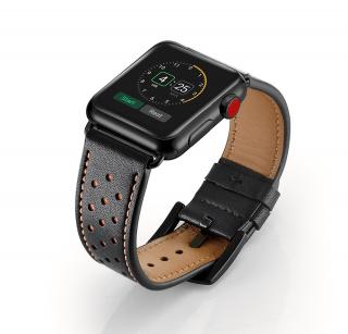 Kožený PERFOROVANÝ remienok na Apple Watch - Čierny 38/40/41mm, Čierny