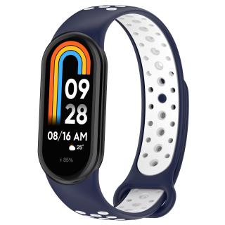 Mi Band 8 náhradný náramok - Športový priedušný perforovaný Modro biela