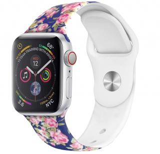 Modrá ruža - remienok na Apple Watch 38/40/41mm, Dámsky - S/M (12 - 18cm)