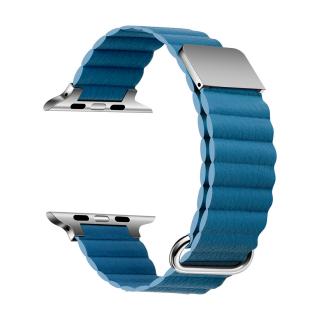 Prémiový kožený magnetický loop na Apple Watch - Koralovo modrý 42/44/45/49mm, Koralovo modrý