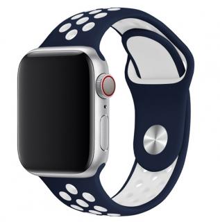 Športový remienok na Apple Watch - Navy modrý-biely 38/40/41mm, Navy modrá-biely, Dámsky - S/M (12 - 18cm)