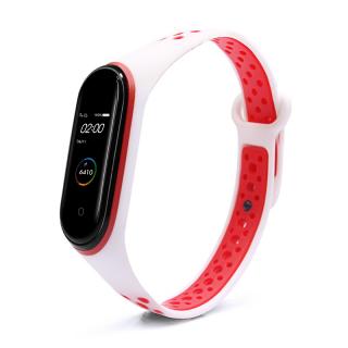 Xiaomi Mi Band 3/4 náhradný náramok - Športový priedušný perforovaný Bielo červená