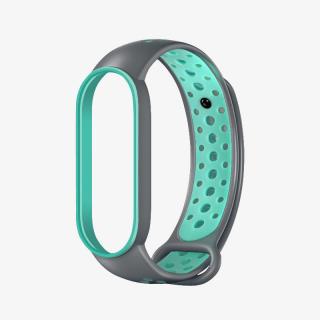 Xiaomi Mi Band 5/6 náhradný náramok - Športový priedušný perforovaný Šedo-zelená