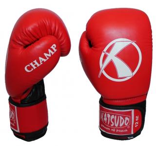 Boxerské rukavice - Katsudo - kožené - Champ - červené (Boxerské rukavice - Katsudo - kožené - Champ - červené)