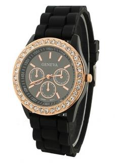 Geneva Gold Diamond hodinky čierne
