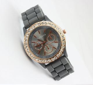 Geneva Gold Diamond hodinky sivé