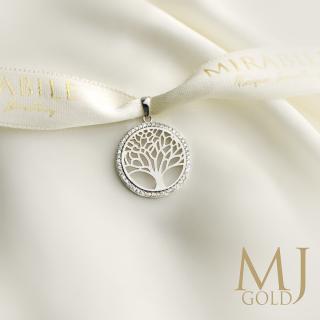 Zlatý prívesok strom života Farba zlata: Biele zlato