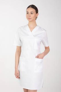 -10% Dámske zdravotnícke šaty M-076F, biela, 48 (Zdravotnícke oblečenie)