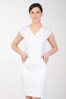 -10% Dámske zdravotnícke šaty s elastanom M-373X, biela, 44 (Zdravotnícke oblečenie)