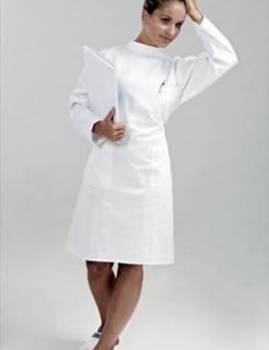 -10% Dámsky/pánsky plášť so stojačikom, zapínanie na zadnom diely, biela 60 (Zdravotnícke oblečenie)