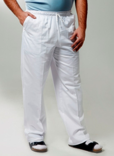 -10% Pánske nohavice v páse do gumy so šnúrkou biela, veľ. 58 (Zdravotnícke oblečenie)