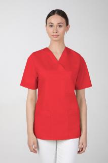 Dámska farebná zdravotnícka blúzka M-074, červená (Zdravotnícke oblečenie)
