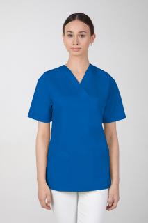 Dámska farebná zdravotnícka blúzka M-074, modrá (Zdravotnícke oblečenie)